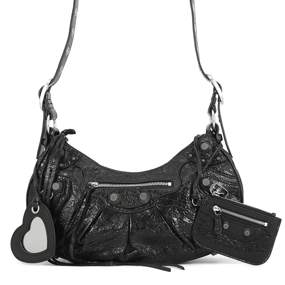 Balenciaga Shoulder Bag Le Cagole Arena Lambskin Black